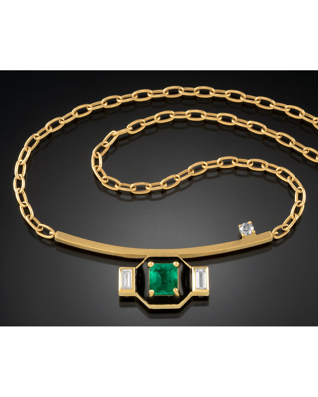 Emerald Bar Gold Neckalce