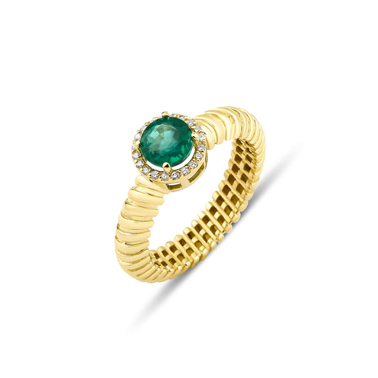 Ridged diamond gemstone ring