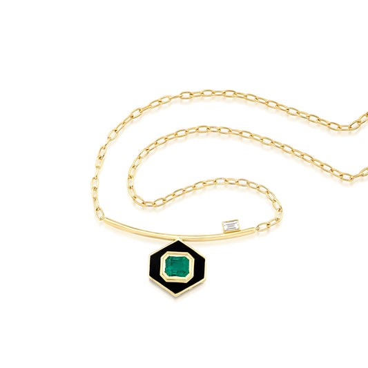 Art Deco Emerald Diamond Necklace