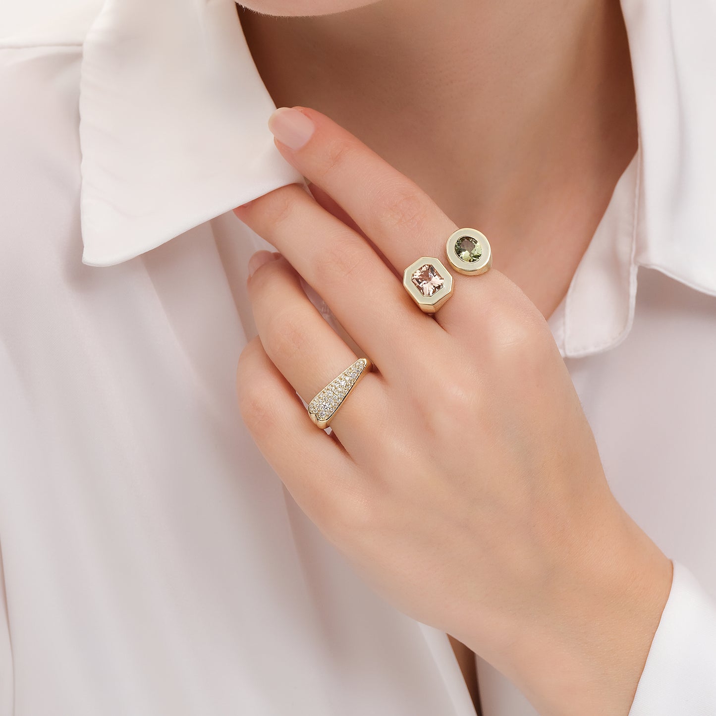 Toi-et Moi ridged Ring