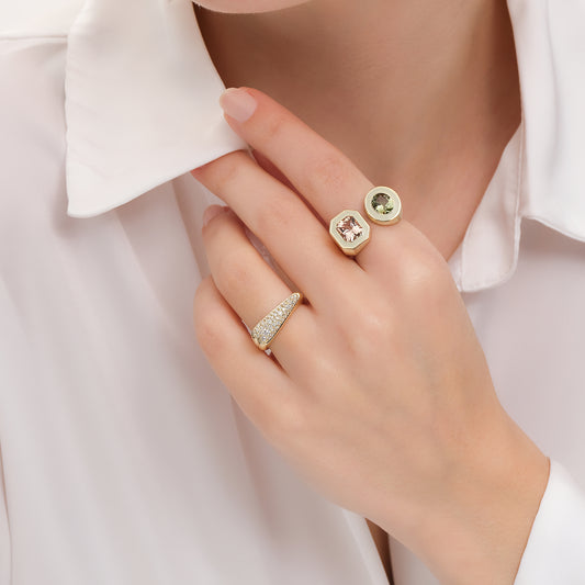 Toi-et Moi ridged Ring