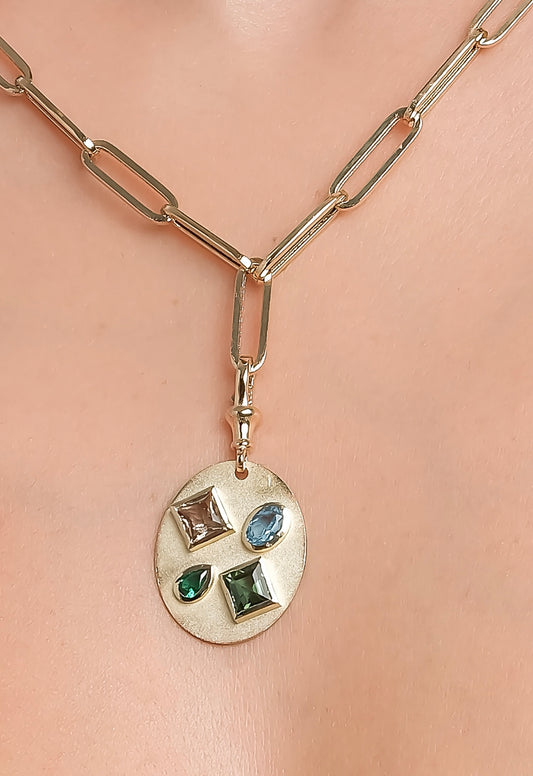 Gold Art Deco Oval Pendant