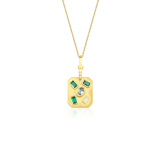 Gold Deco  Rectangular Pendant