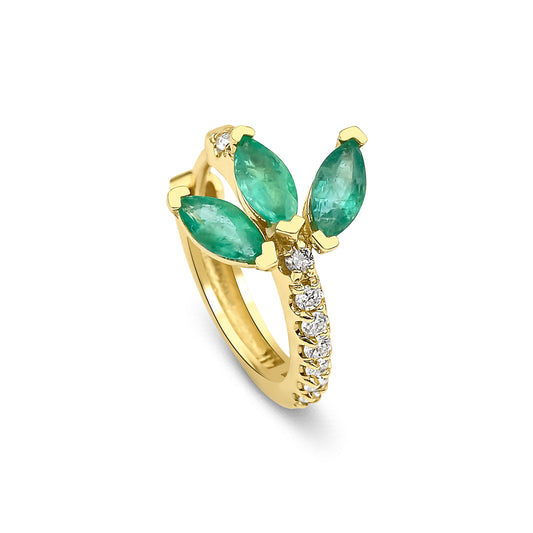 Emerald Diamond Hoop Earrings