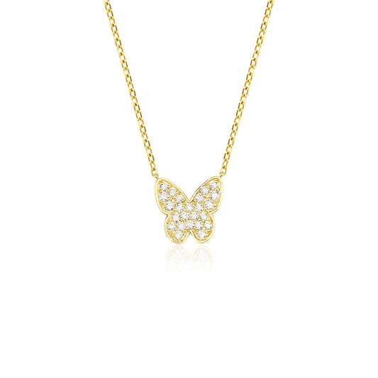 Gold Diamond Solo Butterfly Necklace
