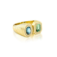 Toi-et Moi ridged Ring