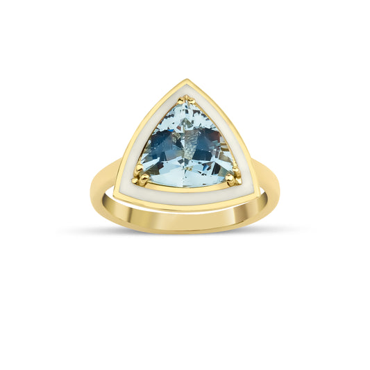 Trillion Aqua gold ring