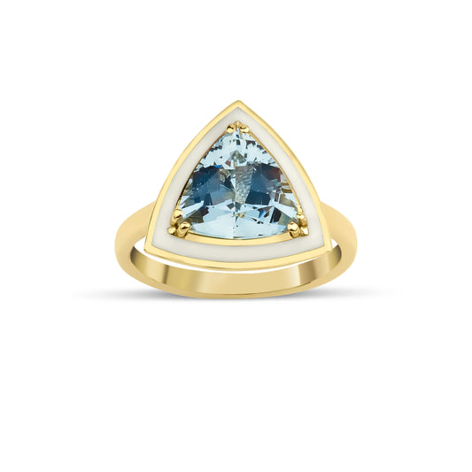 Trillion Aqua gold ring