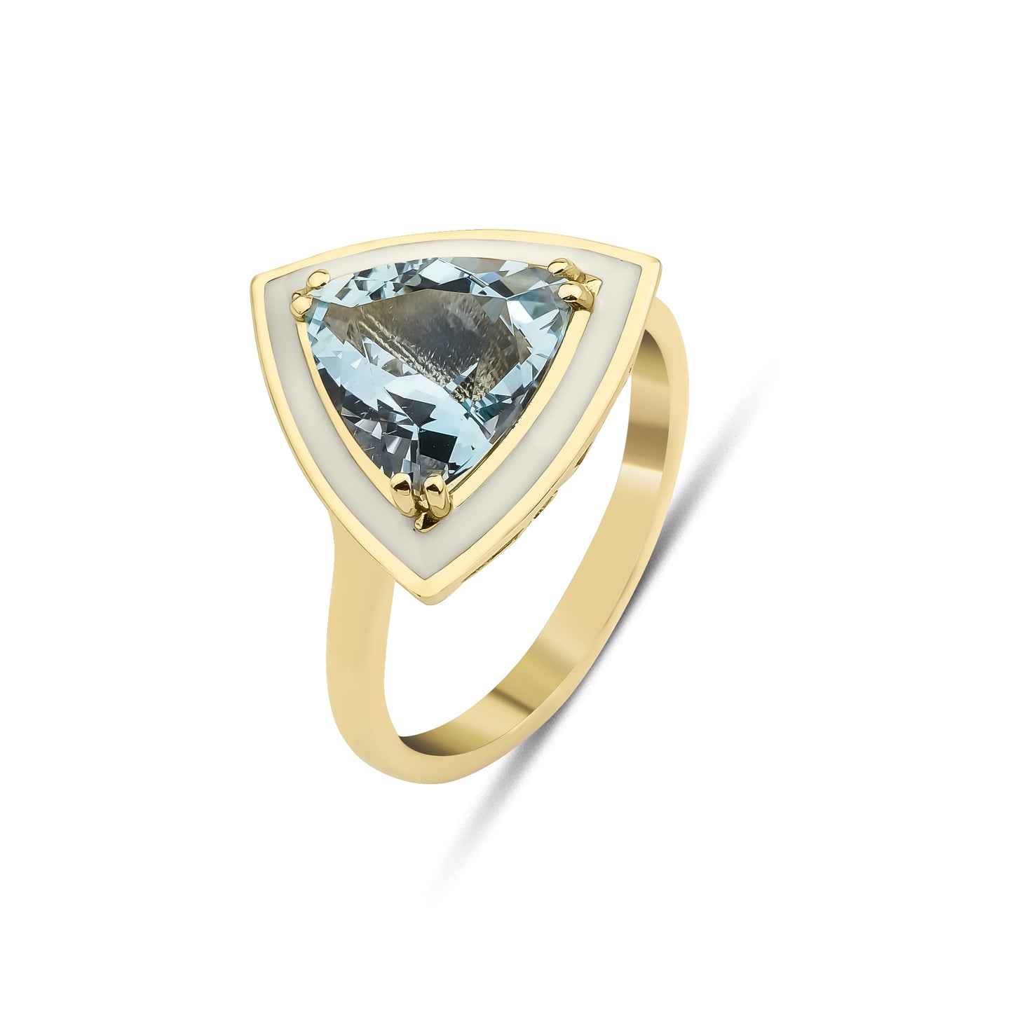 Trillion Aqua Gold Ring