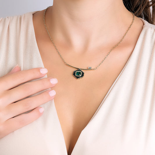 Art Deco Emerald Diamond Necklace