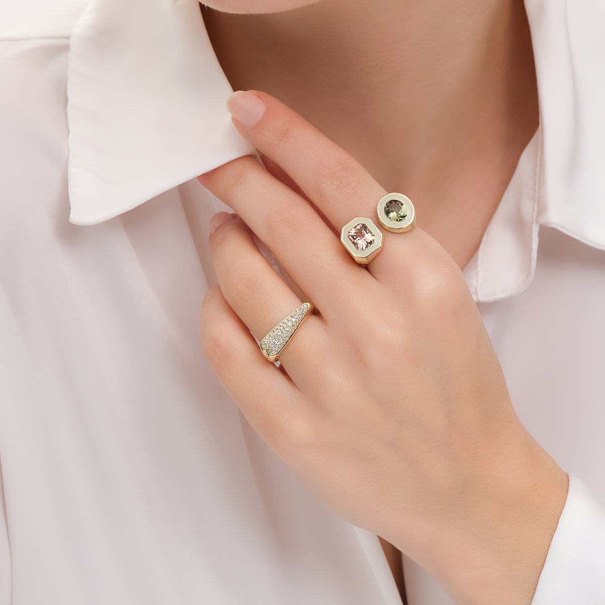 Toi-et Moi ridged Ring