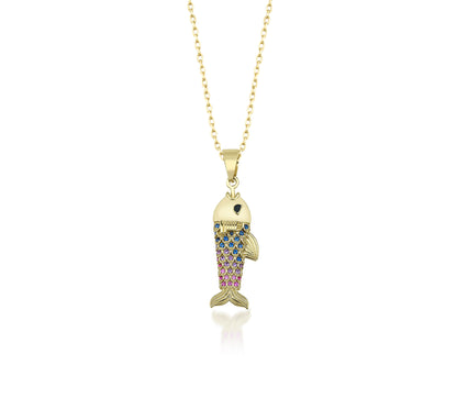 Sapphire Gold Fish Necklace