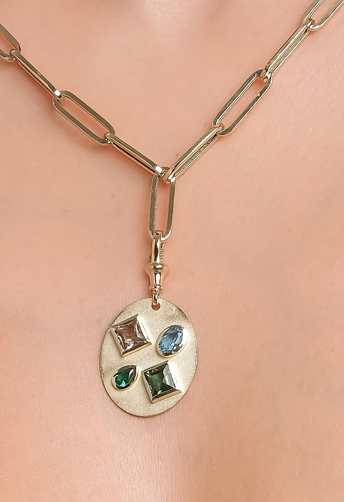 Gold Art Deco Oval Pendant