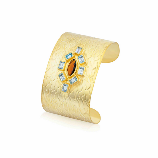 Eclectic Eye Solo Cuff Bracelet, Cuff Bracelet, Topaz Jewelry, Tourmaline Jewelry, Gemstone Cuff