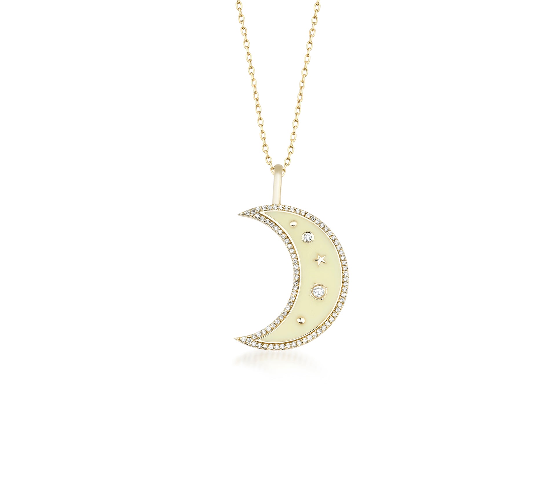 Moon Necklace, Gold Necklace, Moon Necklace, Gold Jewelry, Diamond Necklace, Gold Necklace for Women