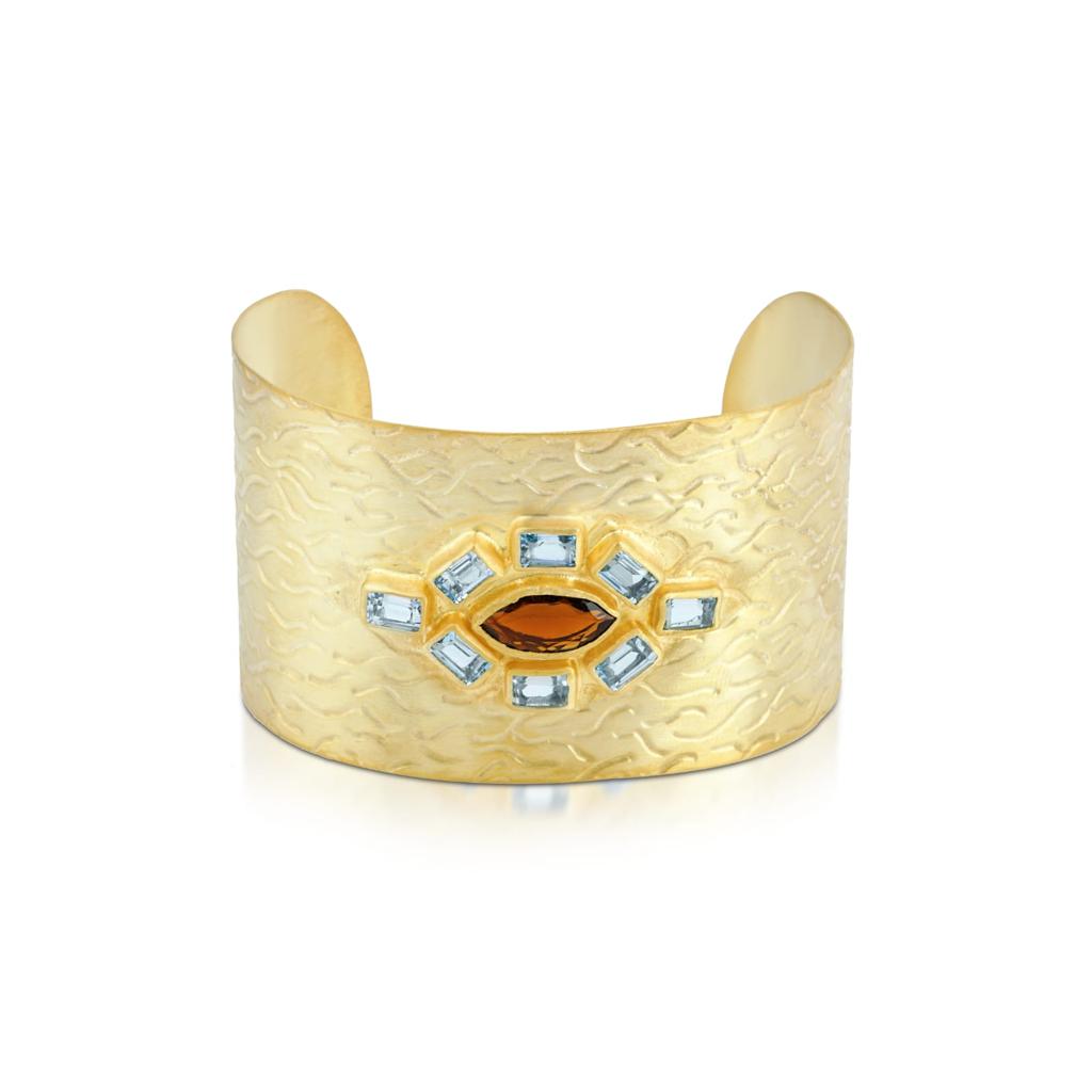 Eclectic Eye Solo Cuff Bracelet, Cuff Bracelet, Topaz Jewelry, Tourmaline Jewelry, Gemstone Cuff