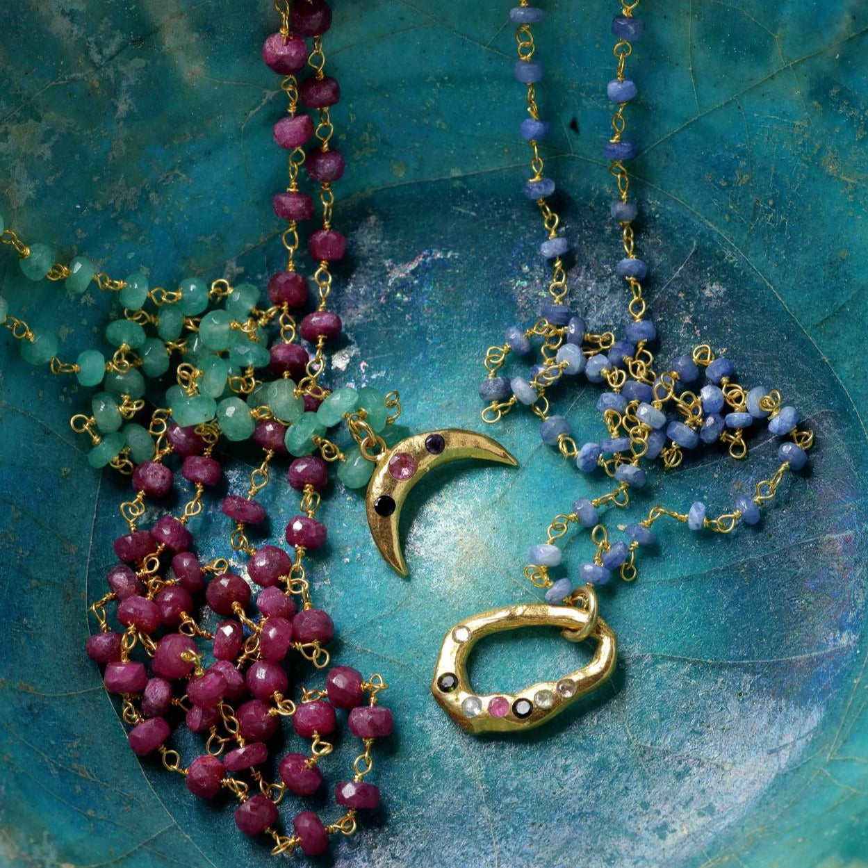Allora, Minimal Gemstone Necklace, Ruby Necklace, Aquamarine Necklace, Emerald Necklace