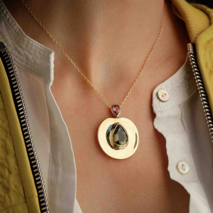 Olivia Bedazzle, Gold Necklace, Tourmaline Necklace, Gold Jewelry, Diamond Necklace, Diamond Jewelry, Gold Necklace for Women