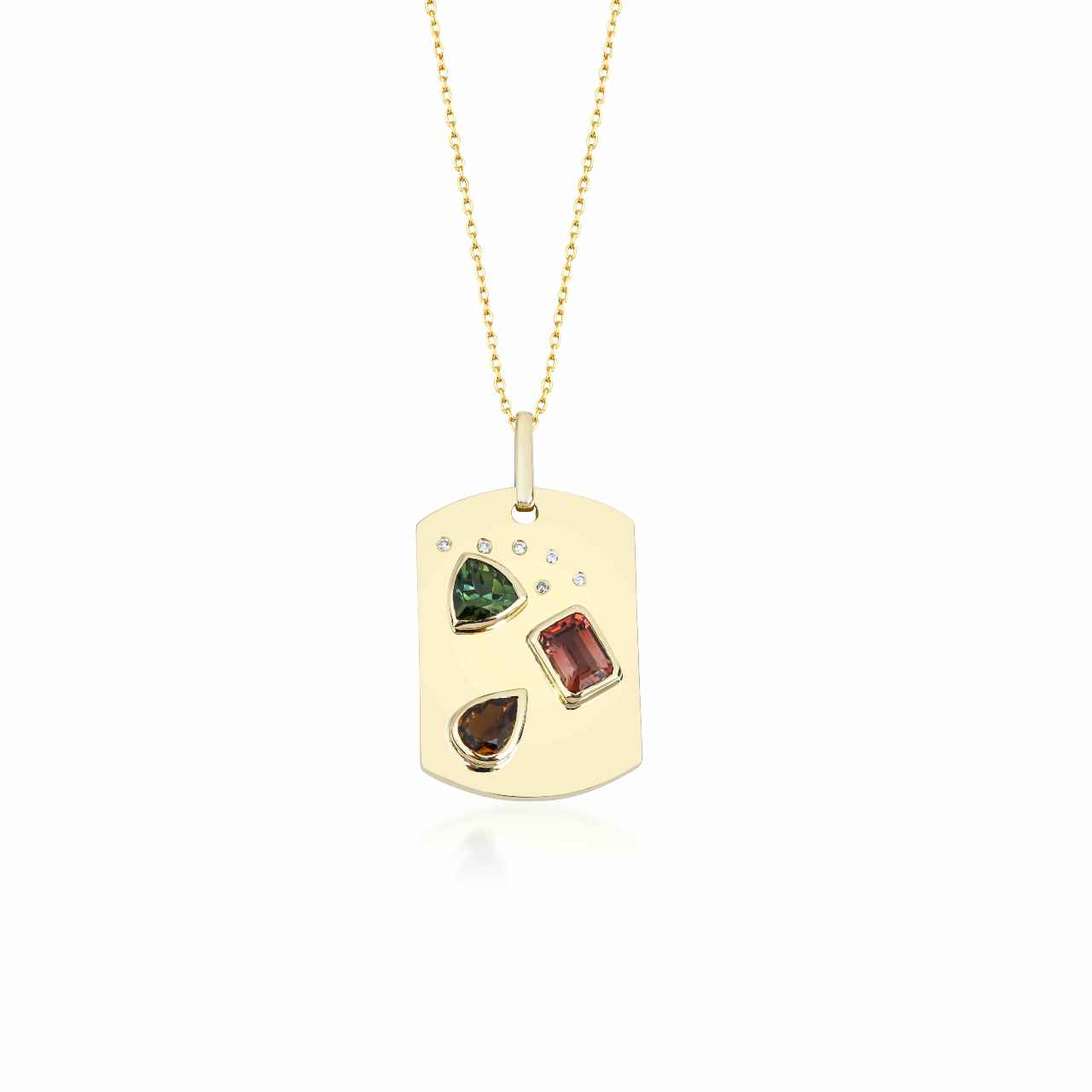 Talisman, Gold Necklace, Tourmaline Necklace, Gold Jewelry, Diamond Necklace, Diamond Jewelry, Gold Necklace for Women