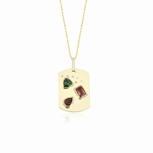 Talisman, Gold Necklace, Tourmaline Necklace, Gold Jewelry, Diamond Necklace, Diamond Jewelry, Gold Necklace for Women