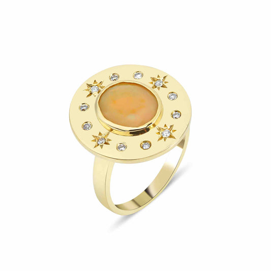 Aurora, Gold Ring, Diamond Ring, Gold Jewelry, Diamond Jewelry, Gemstone Ring, Opal Ring