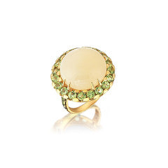 Paradise on Moon with Peridots, Peridot Rings, Moonstone Rings, Gemstone Rings, Gold Rings