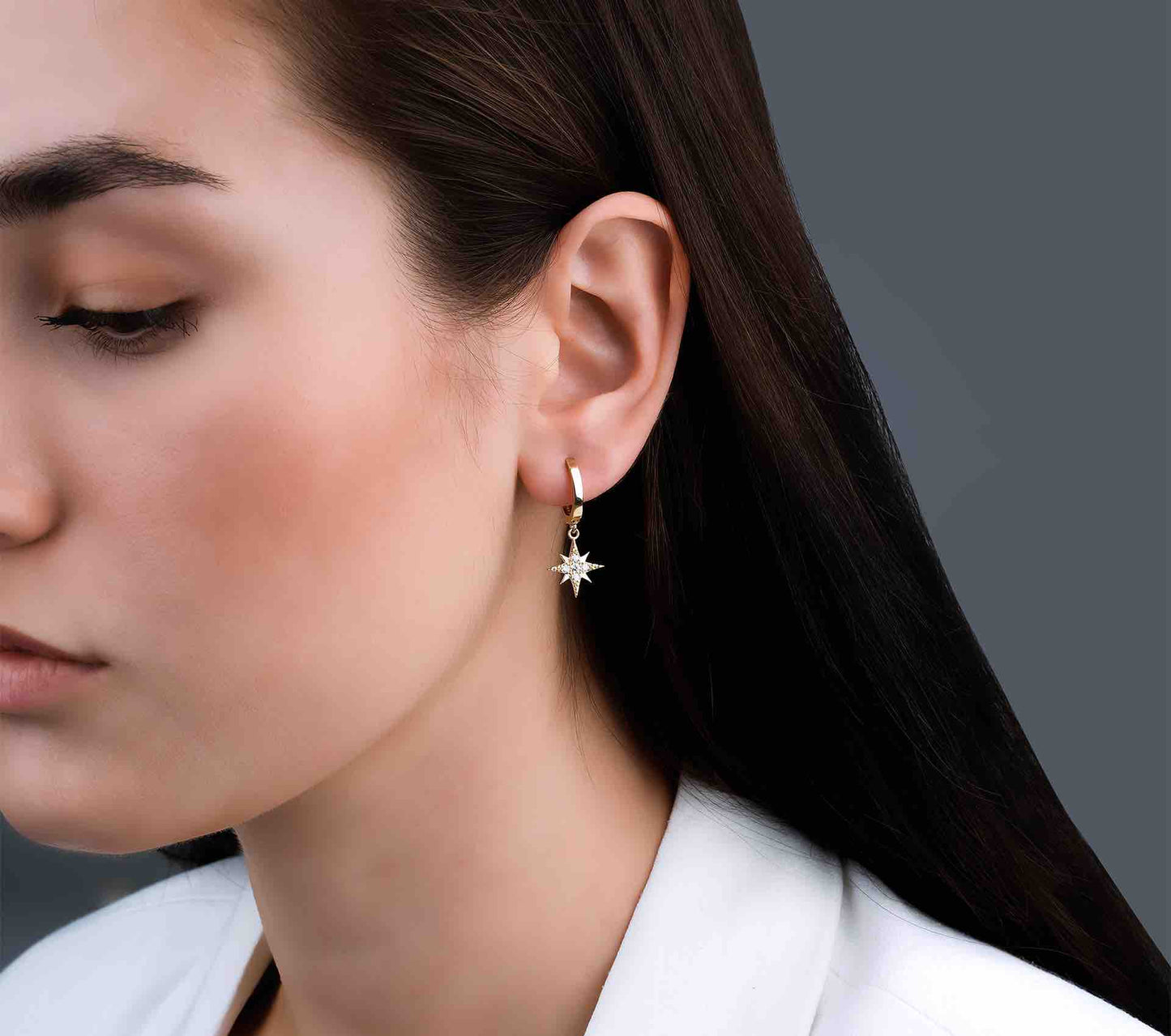 Celestial Set, Gold Earrings, Star and Moon Earring, Diamond Earring, Gold Jewelry, Diamond Jewelry