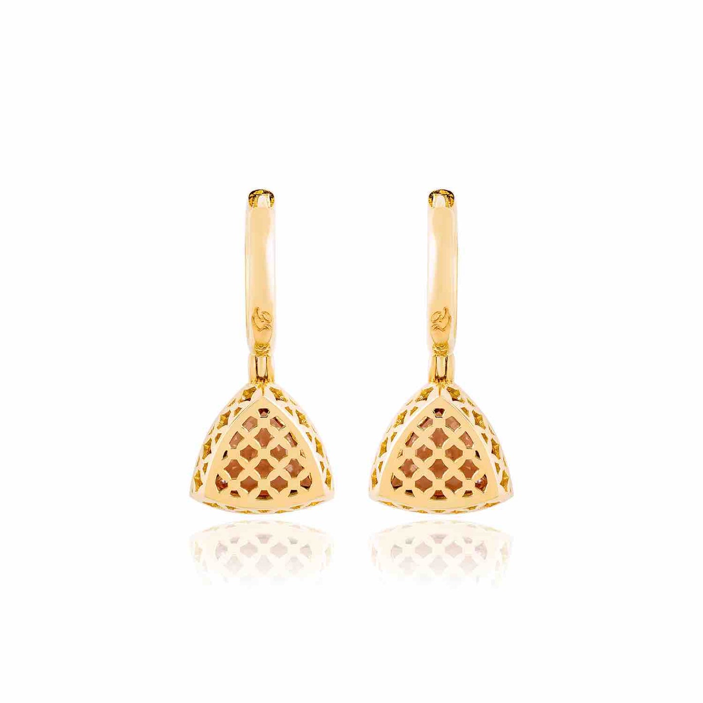Triangle of Life, Gold Earrings, Diamond Earrings, 14K Gold Earrings, Gold Jewelry, Tourmaline Earrings, Gemstone Earrings