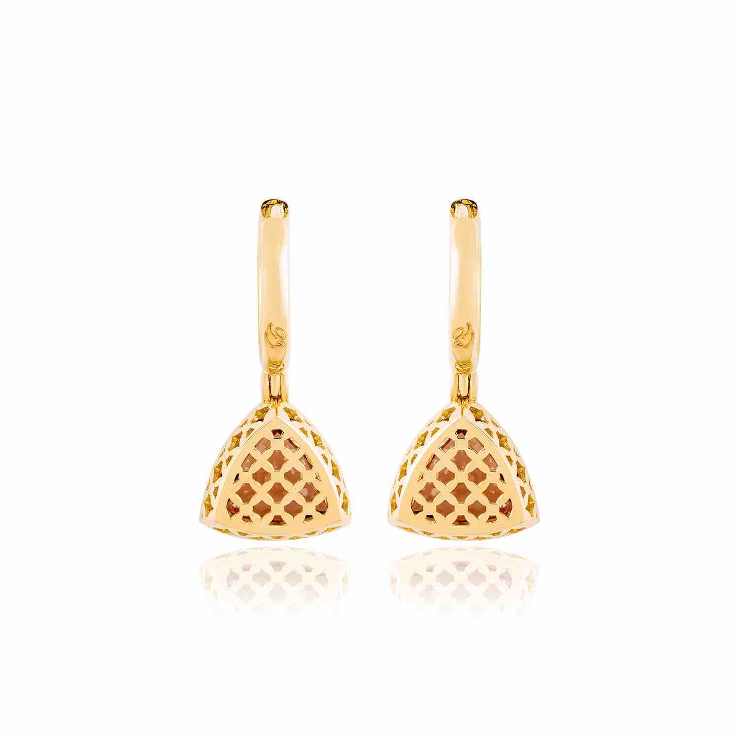 Triangle of Life, Gold Earrings, Diamond Earrings, 14K Gold Earrings, Gold Jewelry, Tourmaline Earrings, Gemstone Earrings