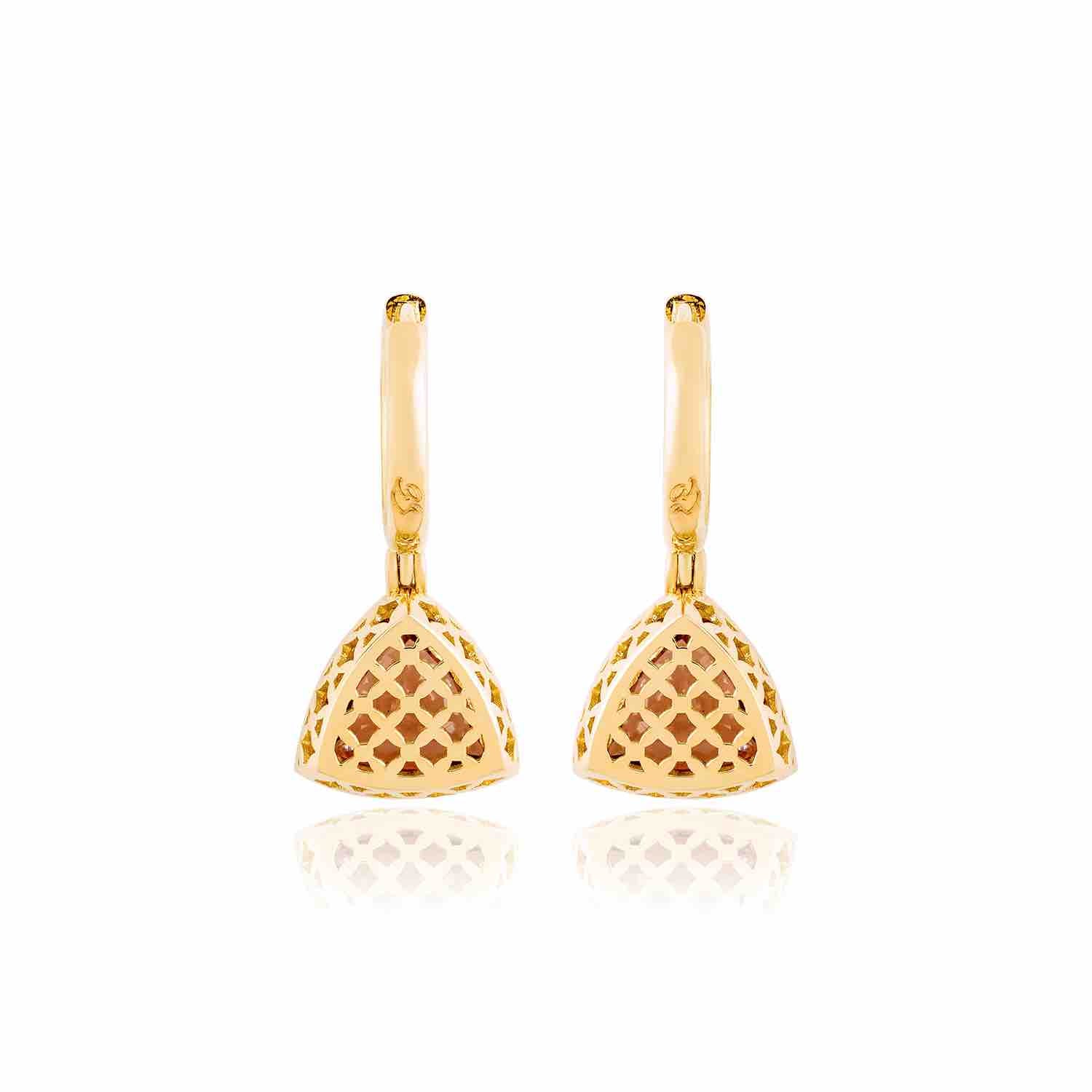 Triangle of Life, Gold Earrings, Diamond Earrings, 14K Gold Earrings, Gold Jewelry, Tourmaline Earrings, Gemstone Earrings