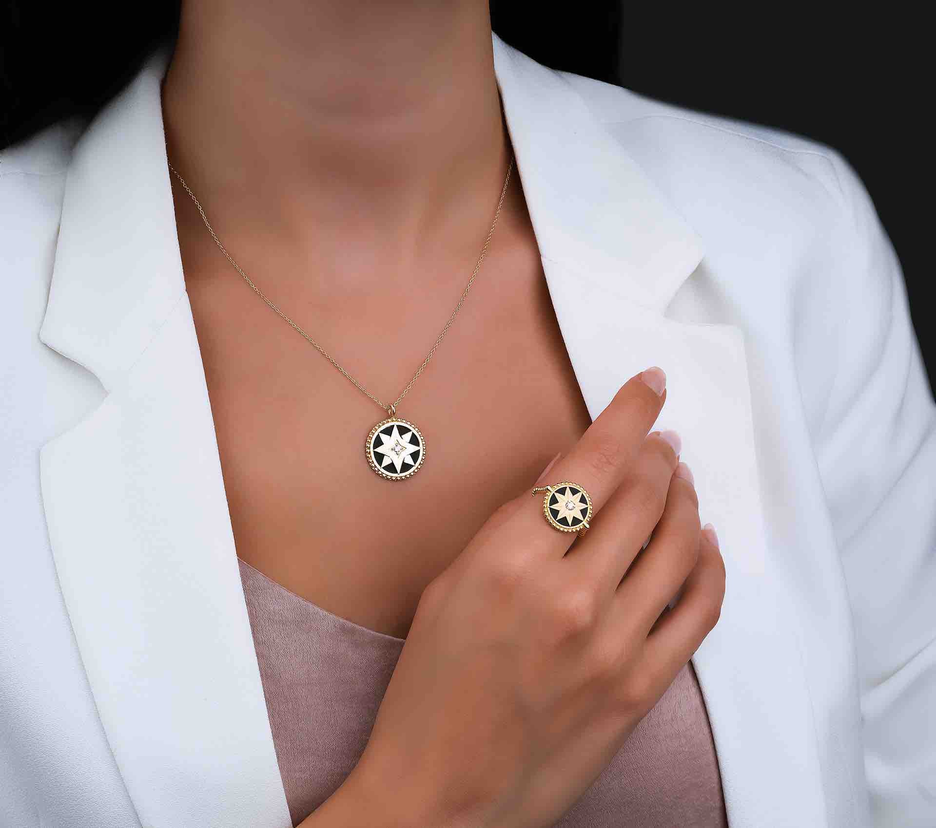 Sirius Necklace, Gold Necklace, Gold Jewelry, Diamond Necklace, Diamond Jewelry