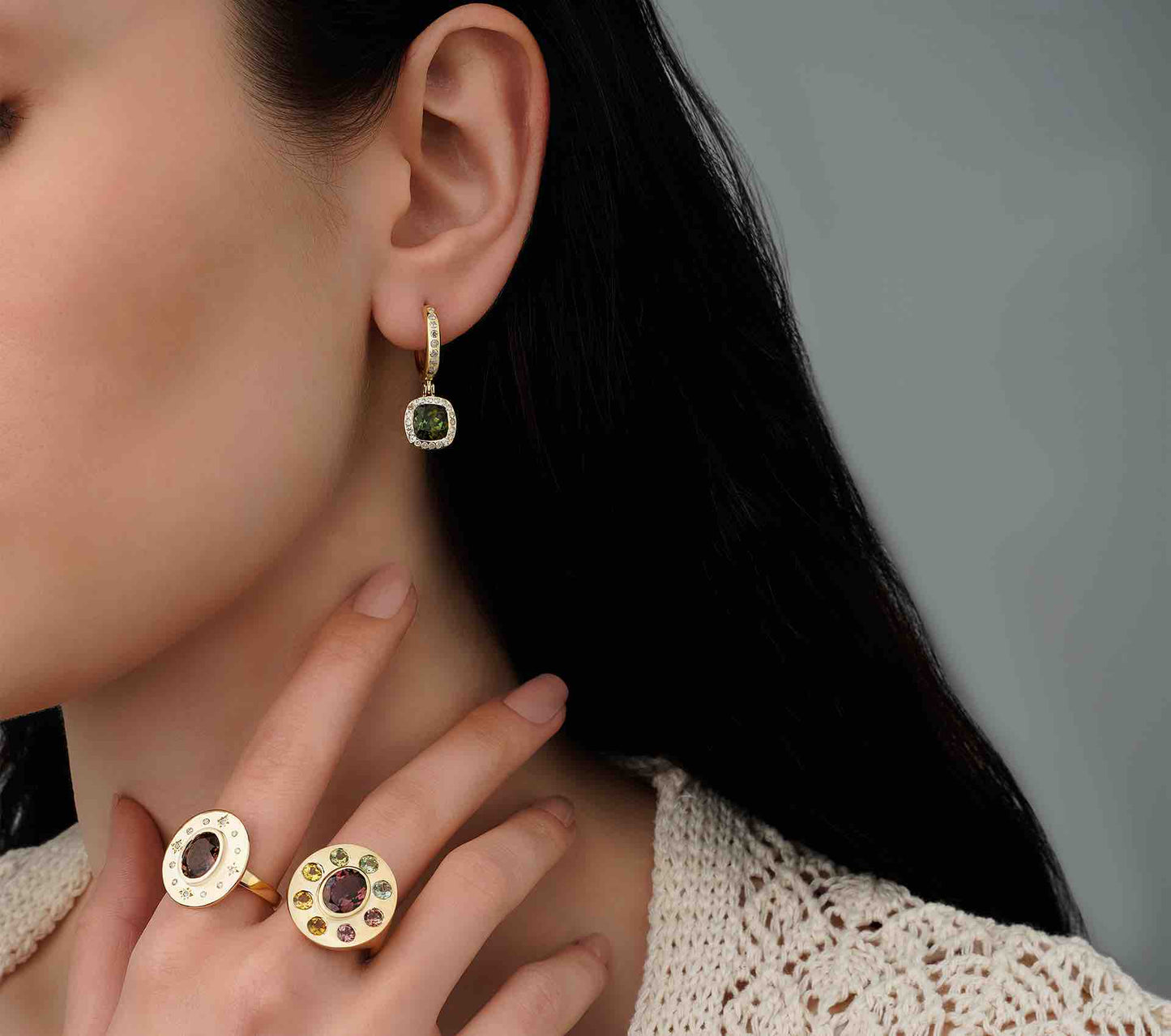 Peregrina, Gold Earrings, Diamond Earrings, 14K Gold Earrings, Gold Jewelry, Tourmaline Earrings, Gemstone Earrings